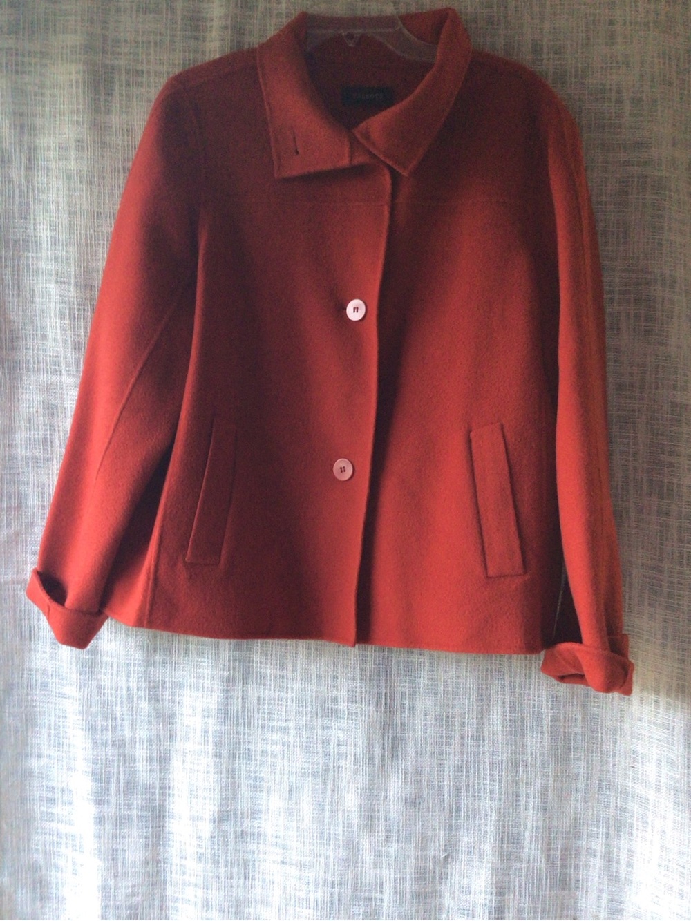 Talbots Orange-Red Wool Pea Coat